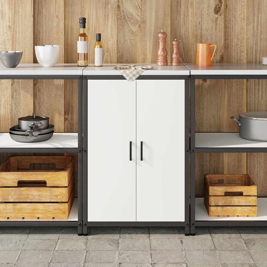 Kitchen Storage Cabinet with Shelf with Storage White Steel